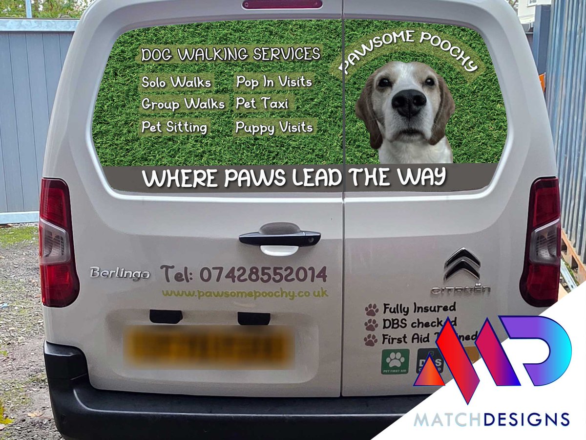 matchdesigns's tweet photo. Unleashing some serious style! 🚐🐾 Pawsome Poochy Dog Walking just levelled up their local presence with a fresh van graphic design, professionally created and installed by https://t.co/5WBm0WBj8l.

🐶✨

See blog link: https://t.co/EC8qgM6eLY

#VanGraphics #PawsomePoochy #Hu https://t.co/V8ttjtnqpd