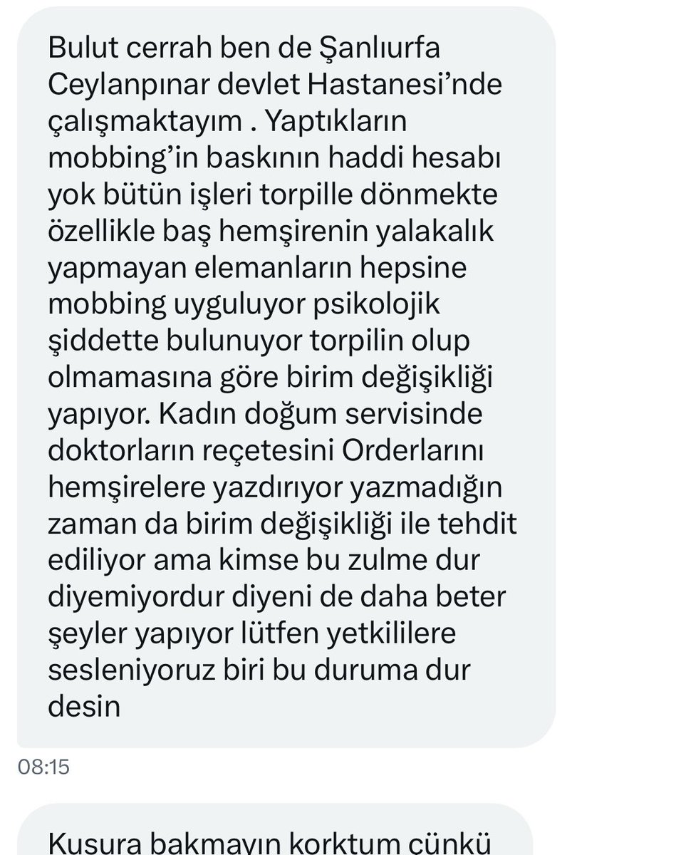 Ceylanpınar Devlet Hastanesi’nden gelen şikayetler DM kutumuza ulaşmaya devam ediyor.
Değerli sendikalar ve yetkililer; çalışanların ve halk sağlığının güvenliğini tehlikeye atan bu yöneticilere gerekli yaptırımları uygulayın.
<a href="/sagliklicozum/">T.C. Sağlık Bakanlığı Sağlıklı Çözüm</a> <a href="/ErhanBerkDR/">Erhan Berk</a> <a href="/drmemisoglu/">Prof. Dr. Kemal Memişoğlu</a>