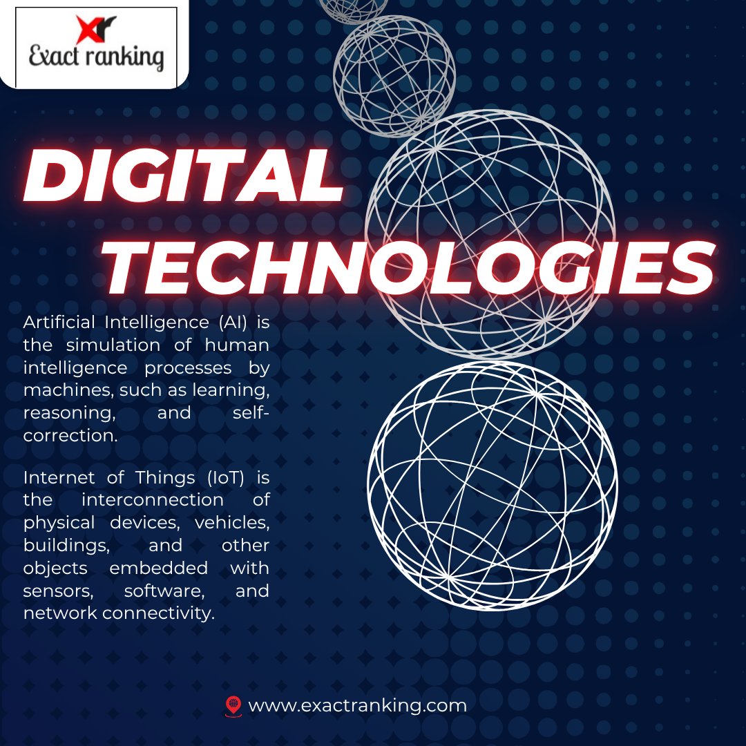 ExactRanking's tweet image. 💡Digital #technologies refer to electronic tools, systems, devices, and resources that generate, store, or process data. 

Please visit us- exactranking.com

#DigitalTechnologies #DigitalTransformation #AI #MachineLearning #Automation #Blockchain #IoT s #exactranking