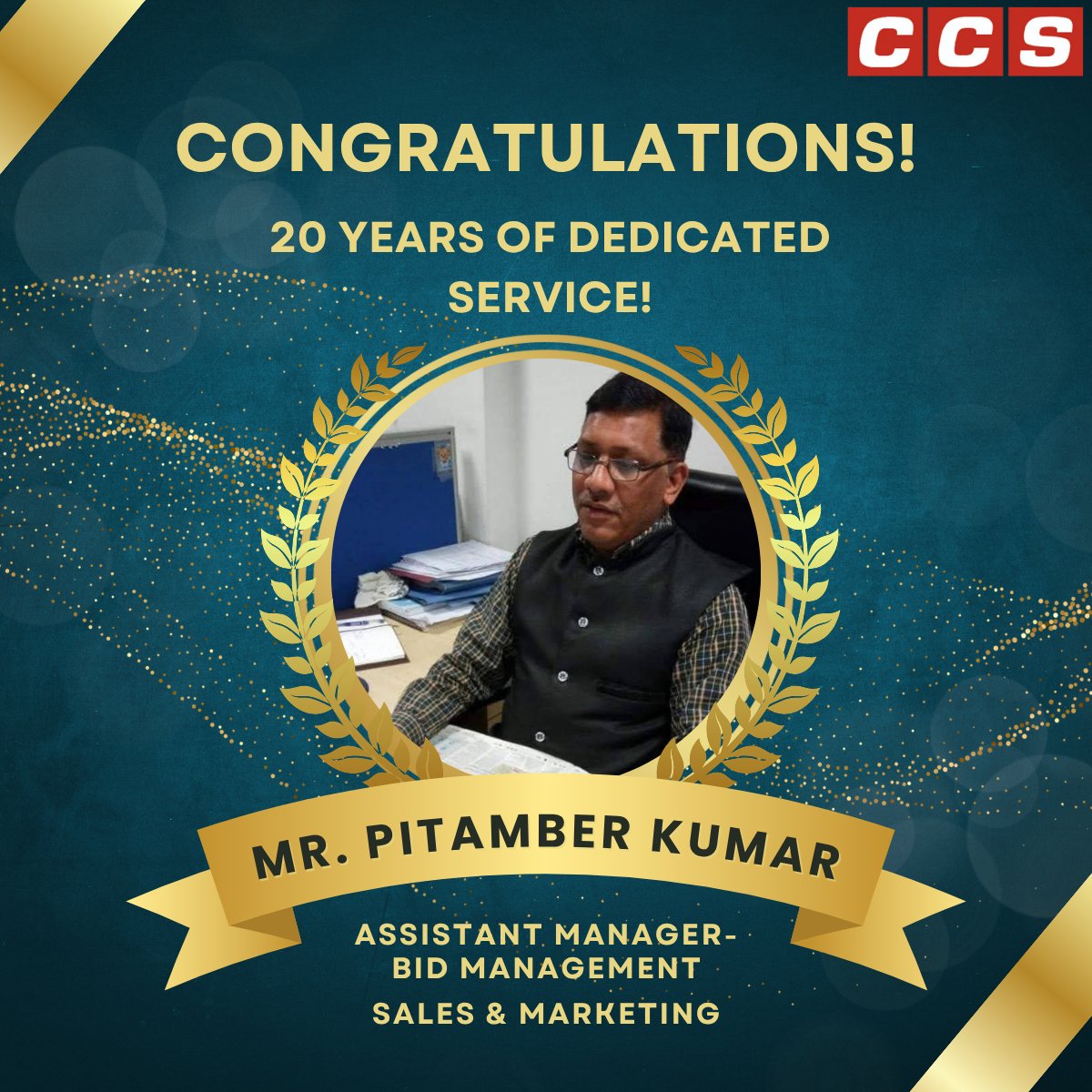 CCSComputersPL's tweet image. Honoring 20 years of dedication by Pitamber Kumar!
Your journey of commitment and contribution continues to inspire the CCS family. Here’s to many more milestones ahead.

#WorkAnniversary #20YearsStrong #TeamCCS #CCSComputers