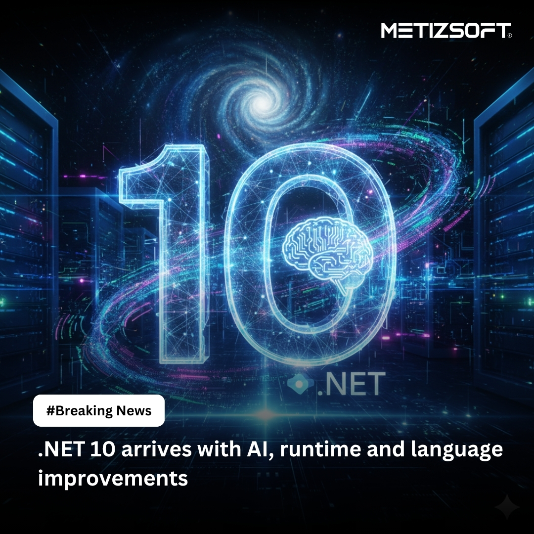Metizsoft's tweet image. .NET 10 is here — and it’s a game-changer!

Microsoft rolls out major upgrades including AI agent tools, new cryptography APIs, faster runtime, and updates to C# 14 and F# — enabling smarter and more secure apps.

#DotNet10 #Microsoft #DotNetDevelopers #TechUpdate #Metizsoft