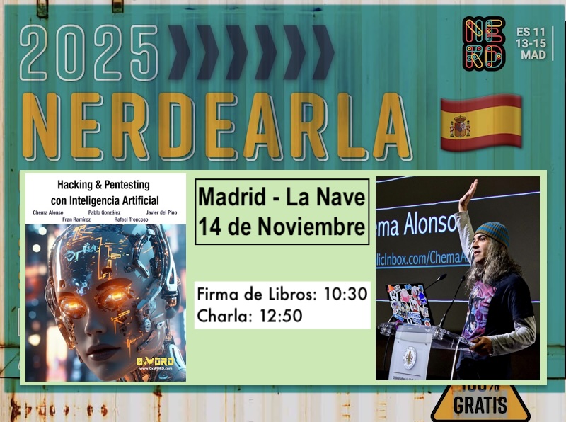 chemaalonso's tweet image. El lado del mal - Hoy en Nerdearla 2025: Firma de Libros y Charla elladodelmal.com/2025/11/hoy-en… #eventos #Charlas #IA #Ciberseguridad #AI #Hacking #InteligenciaArtificial #Developer