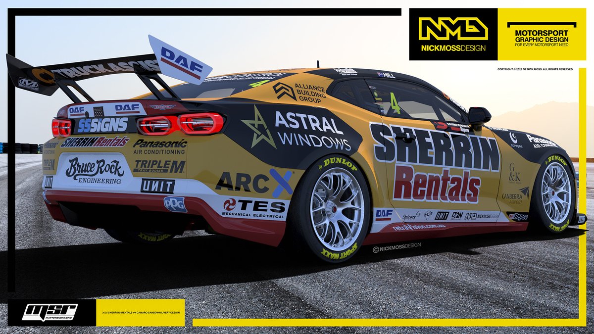 nickmossdesign's tweet image. #NMD nickmossdesign.com - 2025 Matt Stone Racing Cameron Hill Sherrin Rentals Supercars Sandown #liverydesign