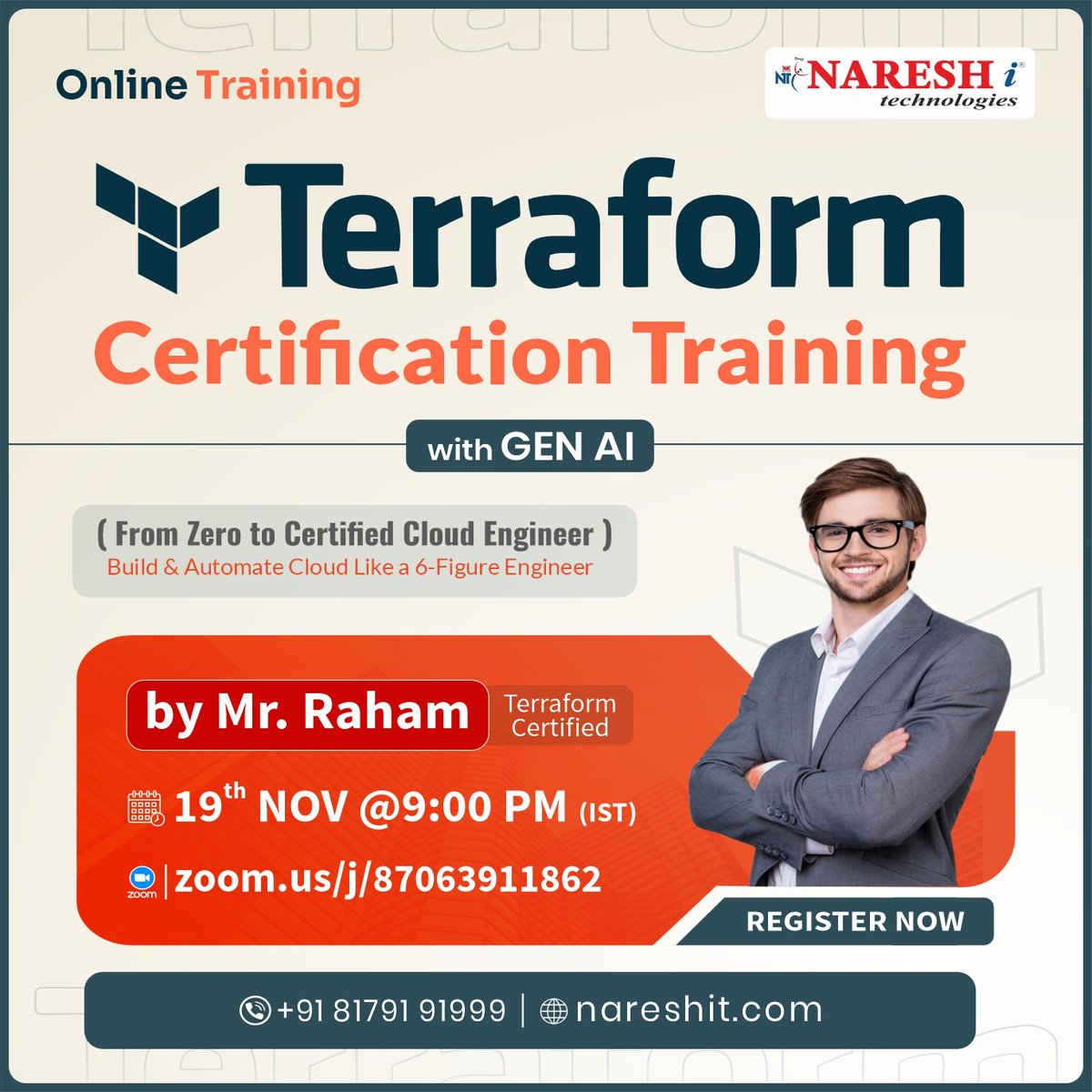 nareshitech's tweet image. 🚀 Become a Certified Terraform Cloud Engineer with GEN AI Skills!
👉Register Now: t.ly/TCT-19N

👨‍🏫 Trainer: Mr. Raham (Terraform Certified)
📅 Starts: 19th Nov @ 9:00 PM (IST)

#Terraform #TerraformTraining
#TerraformCertification #CloudEngineering #DevOpsTraining