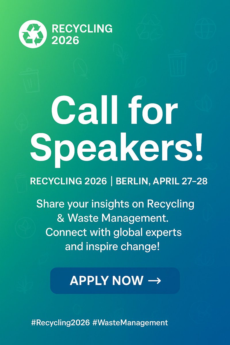 💡 Your ideas can make a difference!
Be a speaker at Recycling 2026 and inspire change in the recycling and waste management industry.
Submit Now: crgconferences.com/recycling
#SustainableInnovation #RecyclingExperts #Recycling2026 #GlobalSpeakers