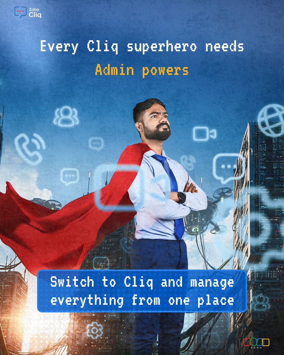 Supercharge your workspace with admin powers in Zoho Cliq. Be the admin your team deserves and manage everything from one place. zoho.com/cliq/
