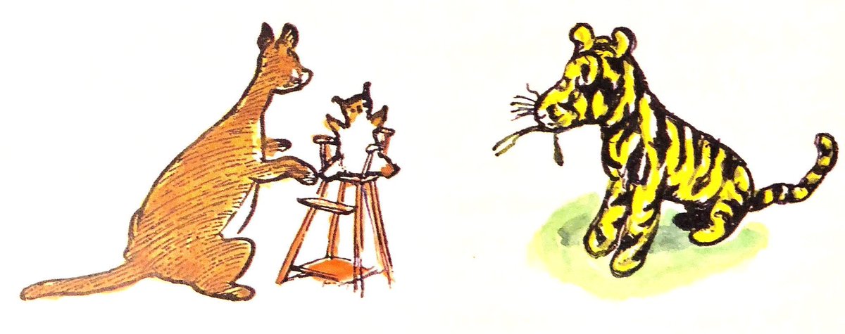 “I shall have to go and find Pooh,” said Tigger. 
“May I find him too?” asked Roo eagerly. 
“We’ll see,” said Kanga, and Roo, who knew what THAT meant, went into a corner, because he didn’t want Tigger to think he minded when he went off without him. ~A.A.Milne