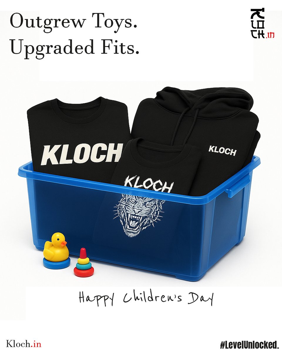 klochIndia's tweet image. Toys out. Drip in. Because growing up doesn’t mean losing the vibe... just upgrading it.  

KLOCH wishes you all a stylish &amp;amp; playful Children’s Day!  

#HappyChildrensDay #Kloch #LevelUnlocked