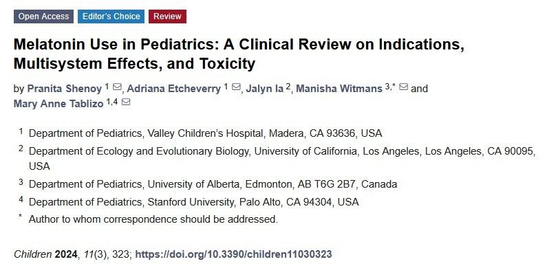 Children_MDPI's tweet photo. #mdpichildren Call for readings for our Highly Cited Paper in 2024👏
Title: #Melatonin Use in #Pediatrics: A Clinical Review on Indications, Multisystem Effects, and #Toxicity
by Dr. Pranita Shenoy et al.
View full-text on: https://t.co/cw3A1fYozS
@MediPharma_MDPI https://t.co/4tC3h5J9Jl