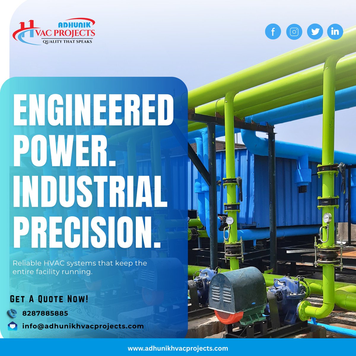 AdhunikHvac's tweet photo. ⚙️ Delivering the power & precision for your industrial and commercial operations demand.
Ready for a reliable HVAC solution?
GET A QUOTE NOW! 📞 8287885885 📧 info@adhunikhvacprojects.com
#adhunikhvacprojects #HVACProjects #HVACExperts #IndustrialPrecision #CommercialService https://t.co/kOrwlgvDlr