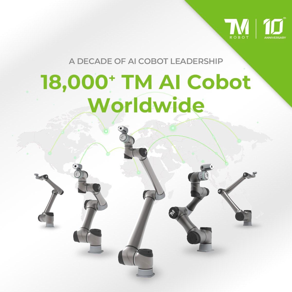 techmanrobot's tweet image. Say hello to the TM family!
From our first TM5 to the newest TM AI Cobot S Series, we’ve built 14 unique models — each designed for a different mission.
Together, over 18,000 TM AI Cobot are now at work around the world. 🌍