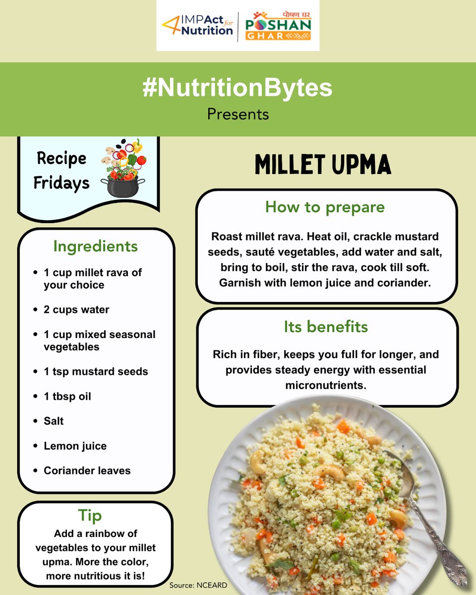 A simple, everyday millet upma that comes together easily, keeps you full for longer, supports steady energy, and adds a dose of fibre and micronutrients to your day.