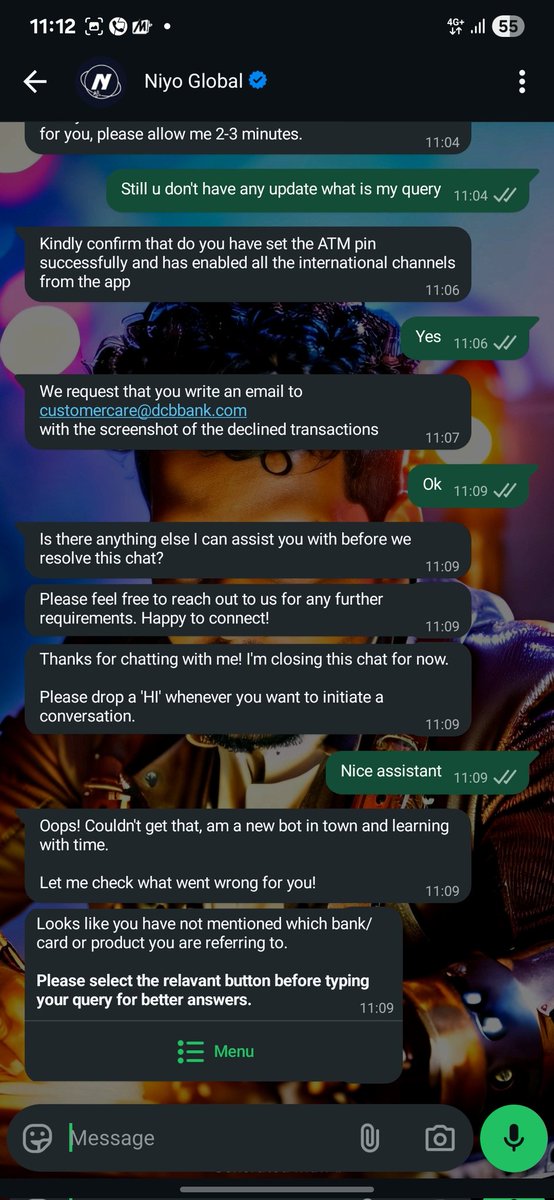 AkashSarkale2's tweet photo. URGENT: My FD-backed DCB Credit Card 1189 is repeatedly declining transactions, causing significant financial losses to my work. I have sent multiple emails and received NO response. WhatsApp support team is not responding properly, Yesterday I called the support team for https://t.co/YlVFByf82i