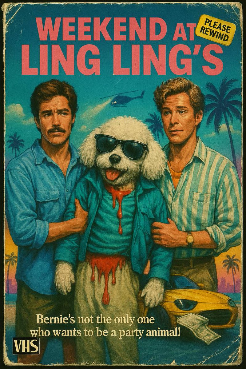 LingLingHead's tweet photo. 🐩 Weekend at Ling Ling's 🐩
​--- A Headless Comedy Sensation! ---
Larry and Richard, two struggling kennel attendants, are desperate for a promotion. Their ticket? A swanky weekend party thrown by the ultra-wealthy Mr. Peabody. ​The only problem: The invitation was meant for the kennel’s most valued client—Ling Ling, a spoiled, prize-winning miniature poodle who is now, unfortunately, just a head. ​"You just can't bring a dead, disembodied poodle head to a party, Larry!" ​What follows is a frantic, non-stop weekend of forced puppetry and increasingly absurd attempts to maneuver Ling Ling’s perfectly coiffed, yet undeniably inanimate, head through yacht parties and high-stakes dog shows—all while convincing the world that Ling Ling is just resting. ​But when a rival breeder realizes that Ling Ling's head holds the key to a secret diamond-encrusted dog biscuit recipe, the charade turns into a dangerous caper! ​Can they keep the charade going long enough to earn their promotion? Find out in the most hilariously macabre comedy event of the year!