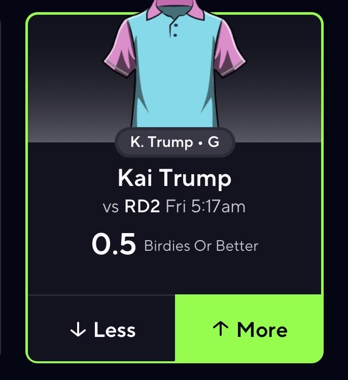 GreekLocks's tweet photo. Okay simple logic 

I get at least 1 birdie a round.

She’s going to be a college golfer…. So she should be able to get 1.

If you tail this you have a problem 

#GamblingProblem https://t.co/6KcCxmbio8