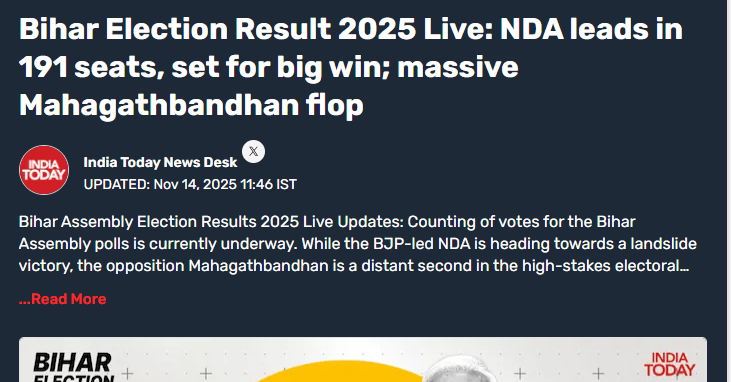 TechGoals's tweet image. #BiharElection2025 #NDA4Bihar