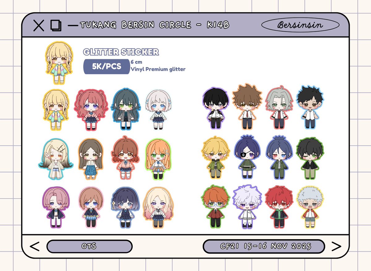 BersinSin's tweet photo. All item here leftover from previous con, so there only 1-3 stock each char

KHR, Vocaloid, Project Sekai, Gakumas

 #CF21 #comifuro21 #CF21catalogue #comifuro21catalogue #CFXXI  #comifuroXXI #CFXXICatalogue (2/3) https://t.co/H6Akn54ZmX