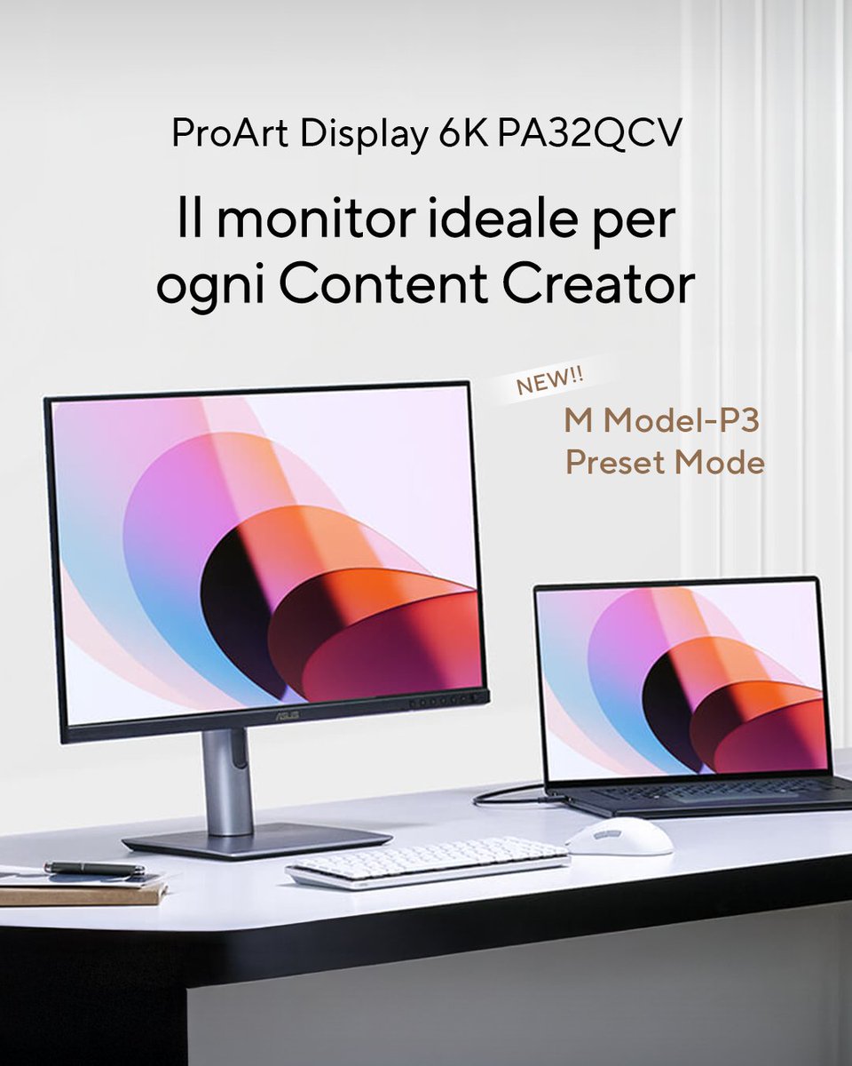 🍎 Perfetto per tutti i content creator!

🎨🖥️ Scopri #ProArt Display 6K PA32QCV e la sua modalità  M Model-P3 per un abbinamento impeccabile dei colori sul tuo Mac

Scopri la promozione ProArt Display: asus.com/it/proart/disp…

#PA32QCV #6K #6KMonitor #Createwiththebest