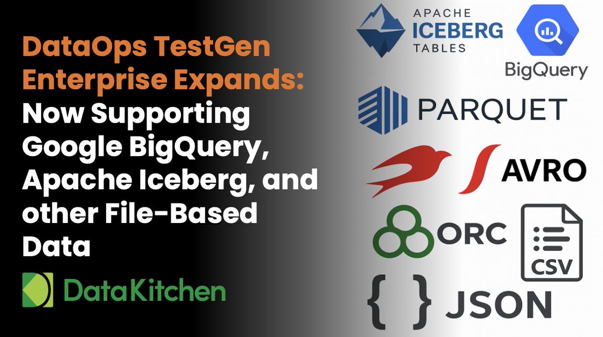 ChrisBergh's tweet image. Exciting News! DataOps Data Quality TestGen is now compatible with Google BigQuery and can be used to profile and test file-based data accessible using Apache Iceberg and other file formats.
hubs.ly/Q03SnFHy0
#dataengineering #dataquality #opensource #dataops