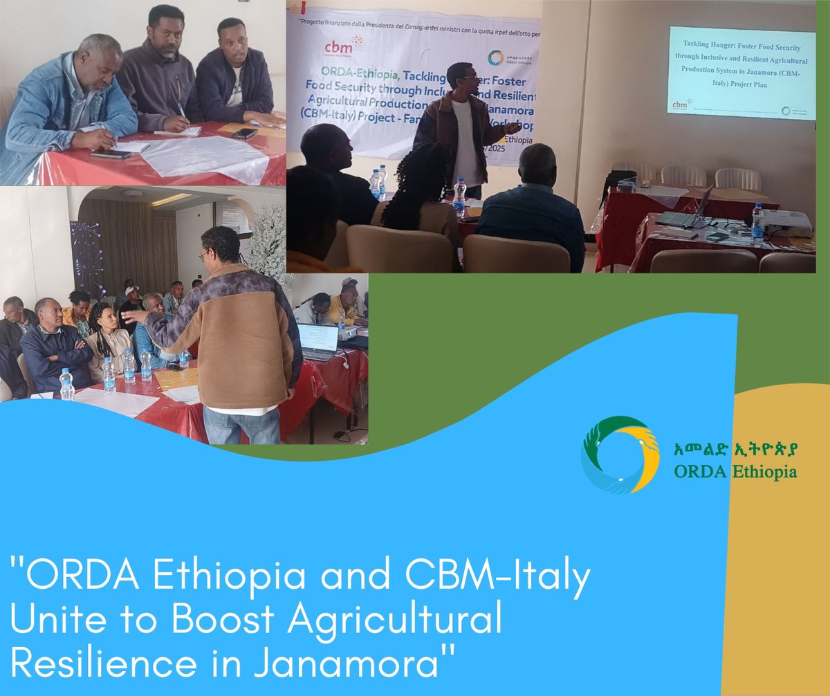 OfficialOrda's tweet image. ORDA Ethiopia launches “Tackling Hunger” in Janamora Woreda—an 18-month CBM-Italy project funded by 🇮🇹. It boosts food security via better farming, nutrition, inclusion &amp;amp; resource management. Target: 1,000 households. #cbm #FoodSecurity #InclusiveDevelopment