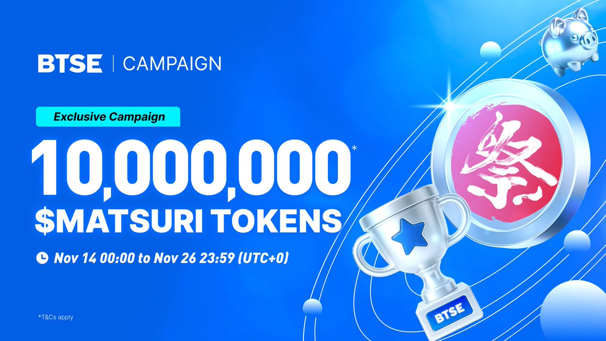$MATSURI Deposit &amp; Trading are LIVE! 🚀

Earn from a massive 10,000,000 $MATSURI prize pool 🎁
The Deposit &amp; Trade <a href="/matsuri_top/">Matsuri</a> Campaign is happening Nov 14–26 (UTC+0).

Finish the tasks, move up the leaderboard, and secure your rewards.

👉 Join here: bit.ly/deposittradeMA…