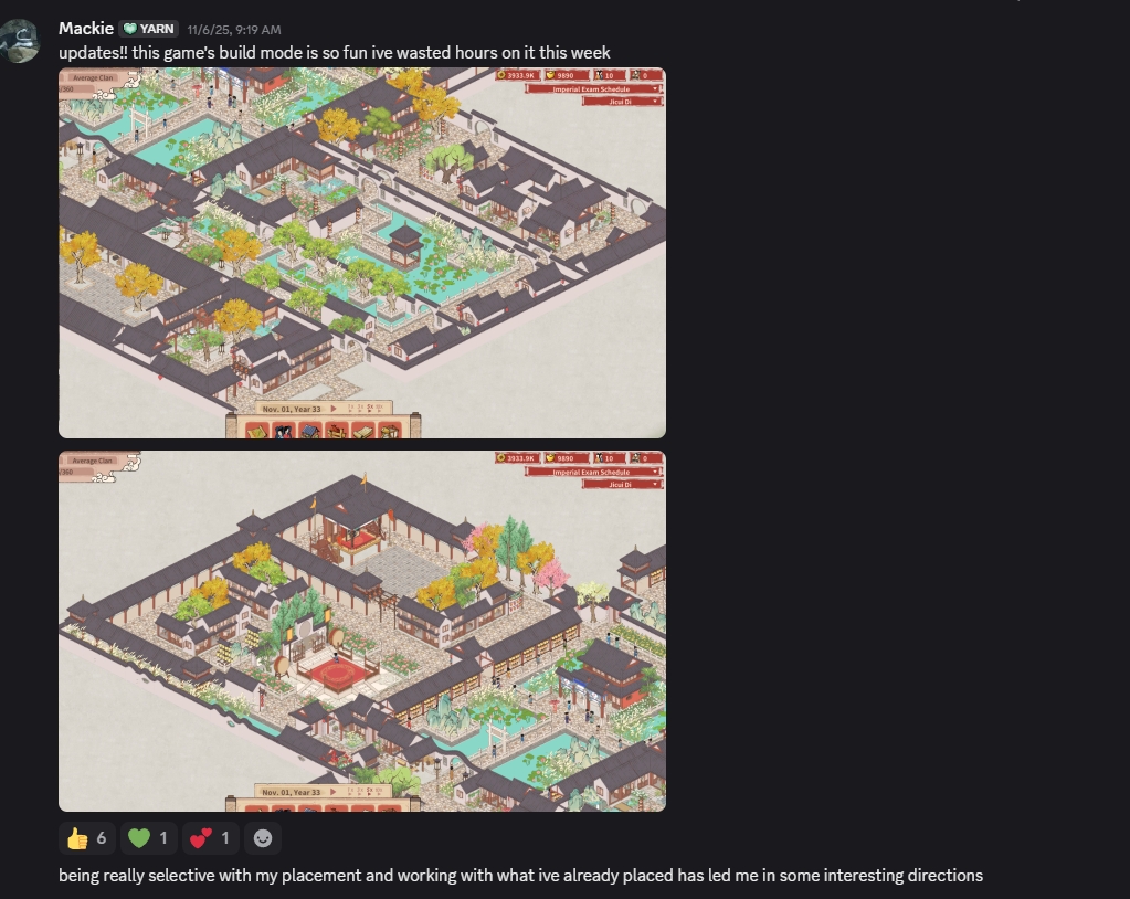 S3_Studio_HOL's tweet photo. HUGE UPDATES COMING SOON. 🫣

And always love the sharing vibe in our Discord lol. 😍

Play the game now and be part of the community: 💖💖 https://t.co/rrXwa97Xd1

#followfriday #indiegame #management #sandbox #strategy #steamgames #indiedev https://t.co/6KRb7gAcyb