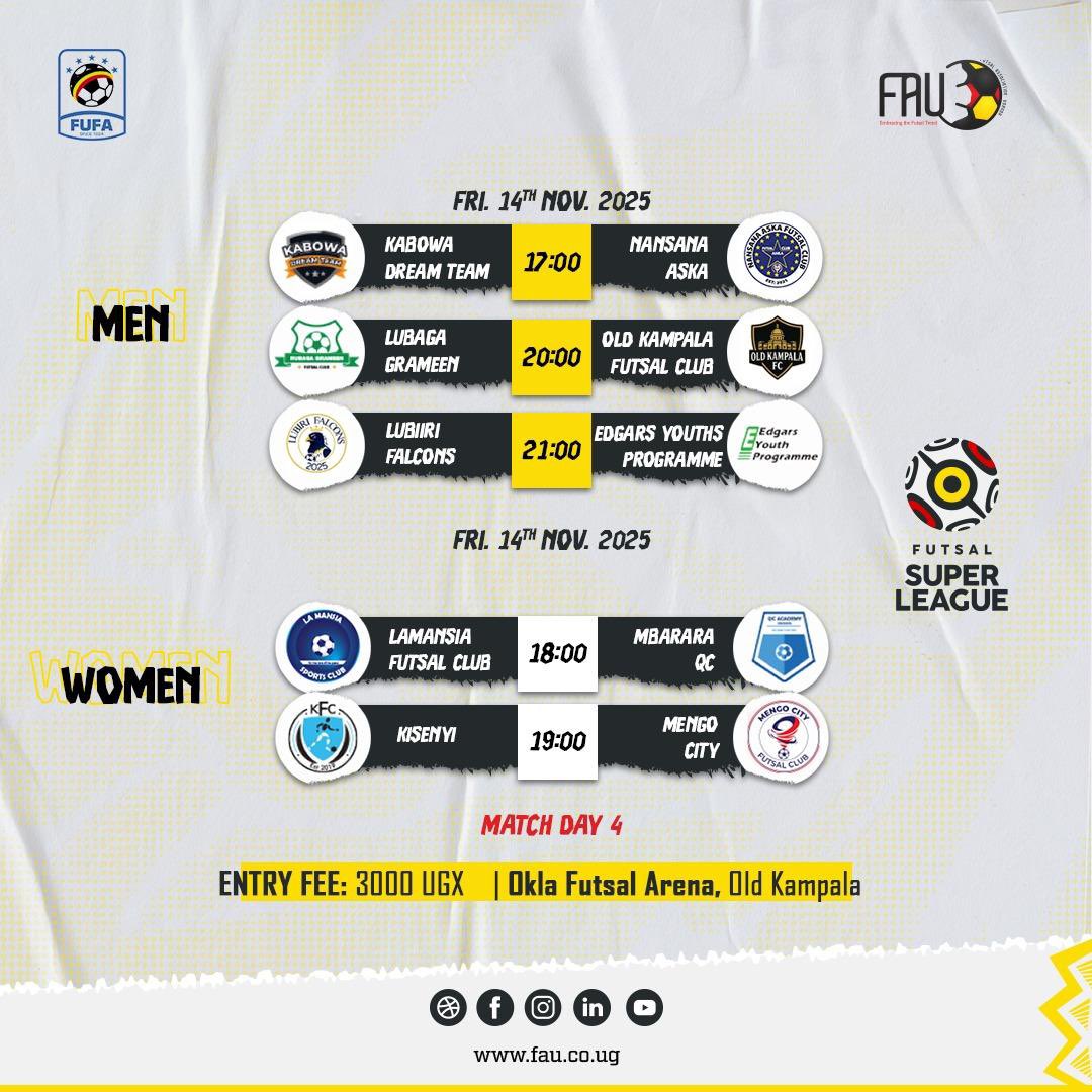 🚨 FUTSAL SUPER LEAGUE - MATCHDAY 4 HYPE! 🚨

HERE WE GO! Five massive battles at OKLA Arena TONIGHT. Futsal is pure fire, don't miss the drama!
#LoveYourW #LaVozArgentina #WomensFutsal #Afghanistan #GMMTVFANIVALxFirstKhaotung #patlama #พรรคประชาชน #المنتخب_السعودي #Gaza
