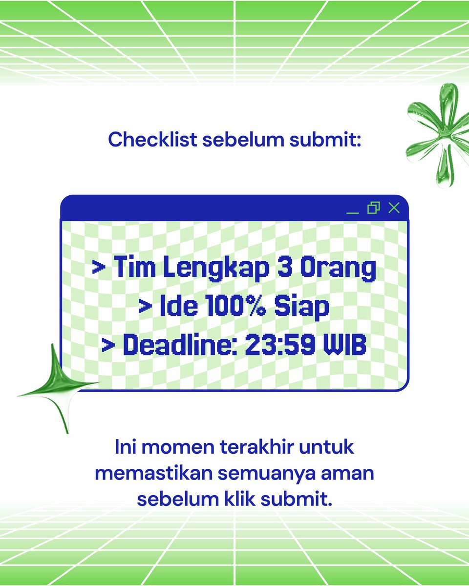 healthkathon_id's tweet image. 🚨 HARI TERAKHIR! PENDAFTARAN &amp;amp; SUBMIT HEALTHKATHON 2025 DITUTUP MALAM INI! 🚨

✅GRATIS &amp;amp; Terbuka untuk Umum

✅Checklist: Tim Lengkap 3 Orang + Ide 100% Siap!

⏰ Deadline: 23:59 WIB! Jangan sampai terlewat! 

#BPJSKesehatan #Healthkathon2025 #HackTheCode #DigitalHealth #JKN