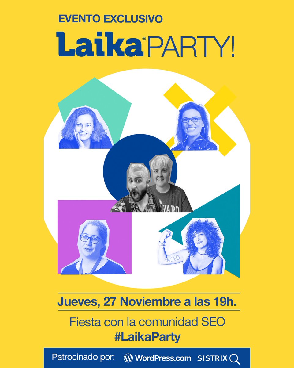🥁 🥁  it’s happening: volvemos con el #LaikaPARTY!

Save the date: 27 nov a las 19 h en Madrid.

Apúntate YA a nuestra newsletter y tendrás acceso prioritario a las inscripciones: eepurl.com/hz6RMf

Este año gracias al patrocinio de <a href="/eswordpresscom/">WordPress.com en Español</a> y <a href="/SistrixES/">SISTRIX España</a> 🤝
