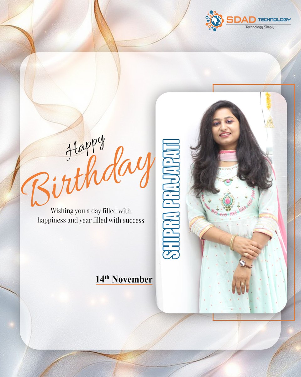 SdadTechnology's tweet image. Happy Birthday, Shipra. Your consistent efforts and positive work ethic make you an invaluable part of our organization.
May the year ahead bring continued success and new milestones.

#sdadtechnology #birthdaywishes #birthdaycelebration #happybirthday #birthdaywishes