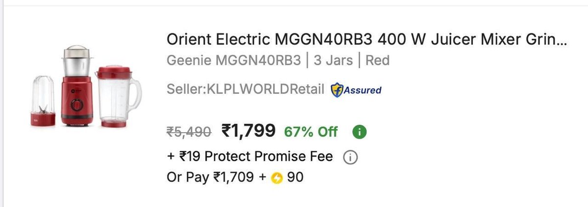 TechyBoostDeals's tweet image. Orient Electric 400 W Juicer Mixer Grinder 3 Jars @ ₹1,799

Buy link : fkrt.cc/hsf60VY

#Flipkart #OrientElectric #Grinder