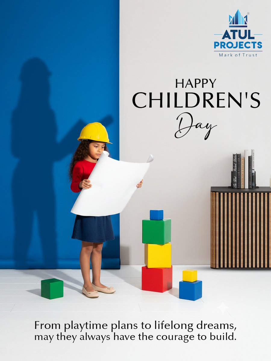 AtulProjects's tweet image. Small footsteps today. Big journeys tomorrow.
Celebrating the joy, innocence, and limitless potential of every child.
Happy Children’s Day from Atul Projects!

#childrensday #atulprojects #futurebuilders #happyhomes #familyfirst #dreambig #safecommunities