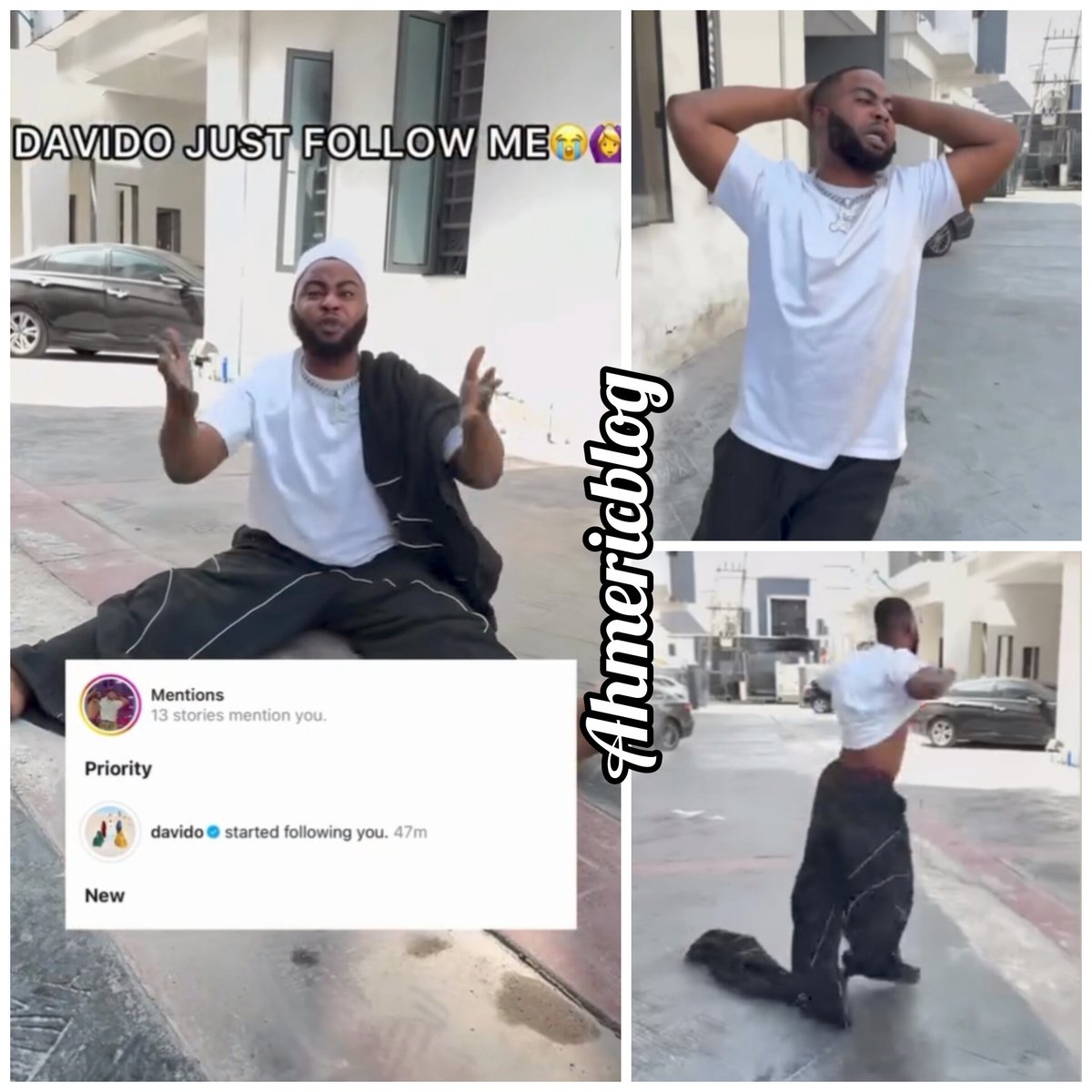 Ahmericblog's tweet image. 🇳🇬🔥 Social media drama! Content creator Trinityguy couldn’t contain his excitement after Davido followed him back on Instagram — the hype made him literally undress in celebration! 😂🤯
#Trinityguy #Davido #EntertainmentGist #NaijaSocials