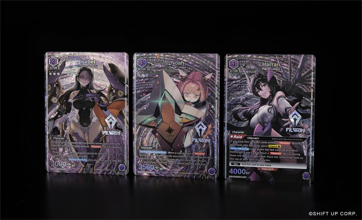 Card Reveals] Check out this photo of rare alt-art cards in the GODDESS OF  VICTORY: NIKKE [UE14BT] Booster Pack, coming Nov. 28!   Isabel - R   Noah - R