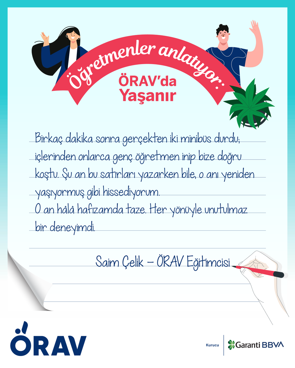 orav2008's tweet photo. Öğretmenler Anlatıyor Serimizin 3. bölümüne hoş geldiniz!📚

Eğitim bazen bir sınıfın ortasında başlayan sohbetle, bazen de bir yolculuğun hiç ummadığın bir anında açılan kapılarla büyür.

Saim Çelik’in paylaştığı bu anı da tam olarak böyle… Birlikte olmanın verdiği güven, paylaşmanın sıcaklığı ve eğitimin dönüştüren gücüyle dolu.

ÖRAV’da bazen dersler biter ama hikâyeler hiç bitmez. Çünkü burada sadece öğrenmiyoruz; birlikte gülüyoruz, şaşırıyoruz, büyüyoruz. 💙

“Sadece ÖRAV’da Yaşanır” dedirten daha nice anı için takipte kalın.

#ÖRAV #ÖğretmenlerAnlatıyor #SadeceÖRAVdaYaşanır
