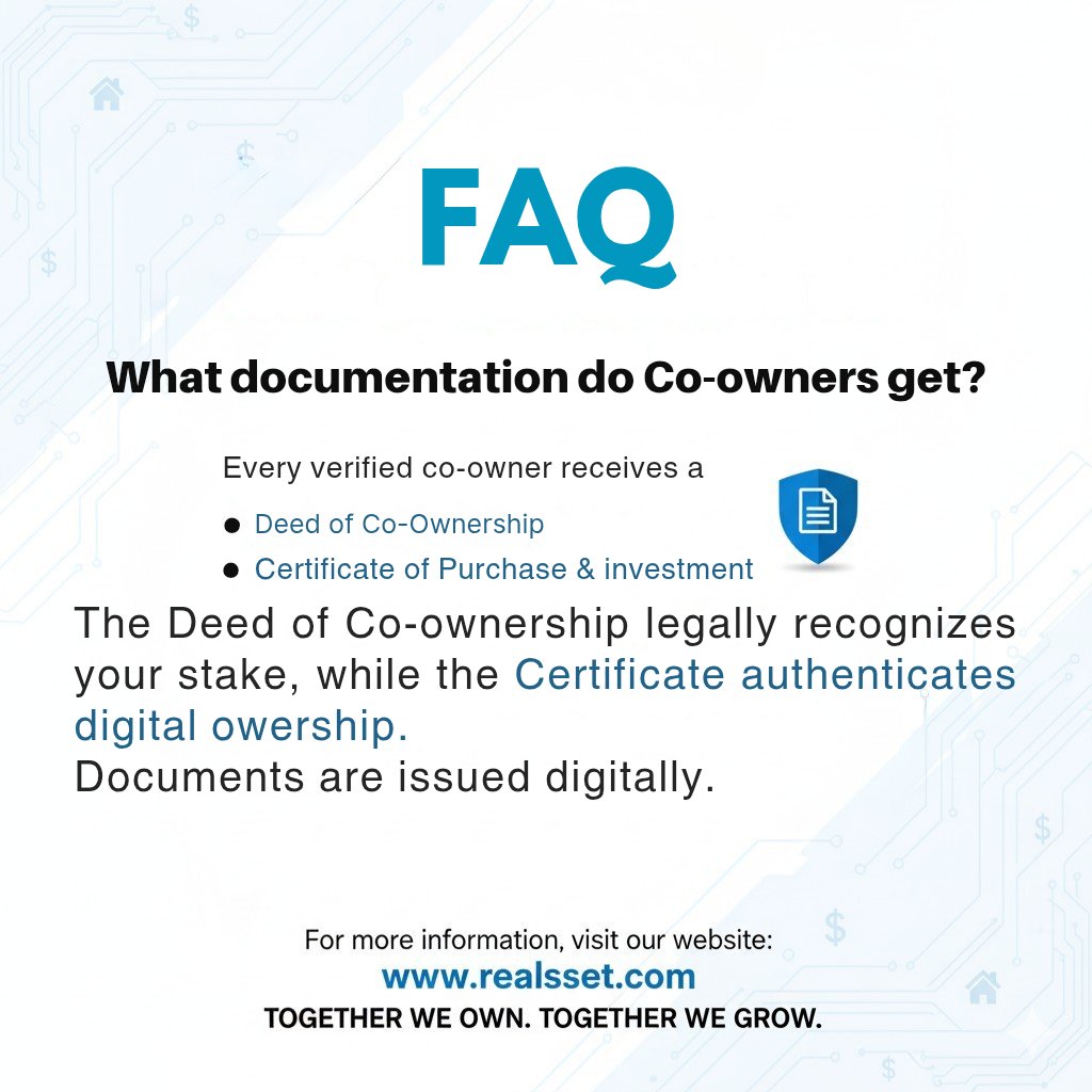 Realssetng's tweet photo. ⚖️ Ever wondered what your proof of co-ownership is?

Total transparency is the Realsset promise.
Every co-owner secures their investment with two key documents.

➡️ Explore our secure process: https://t.co/bO1xCDE6XY https://t.co/vSmvEj5bY6