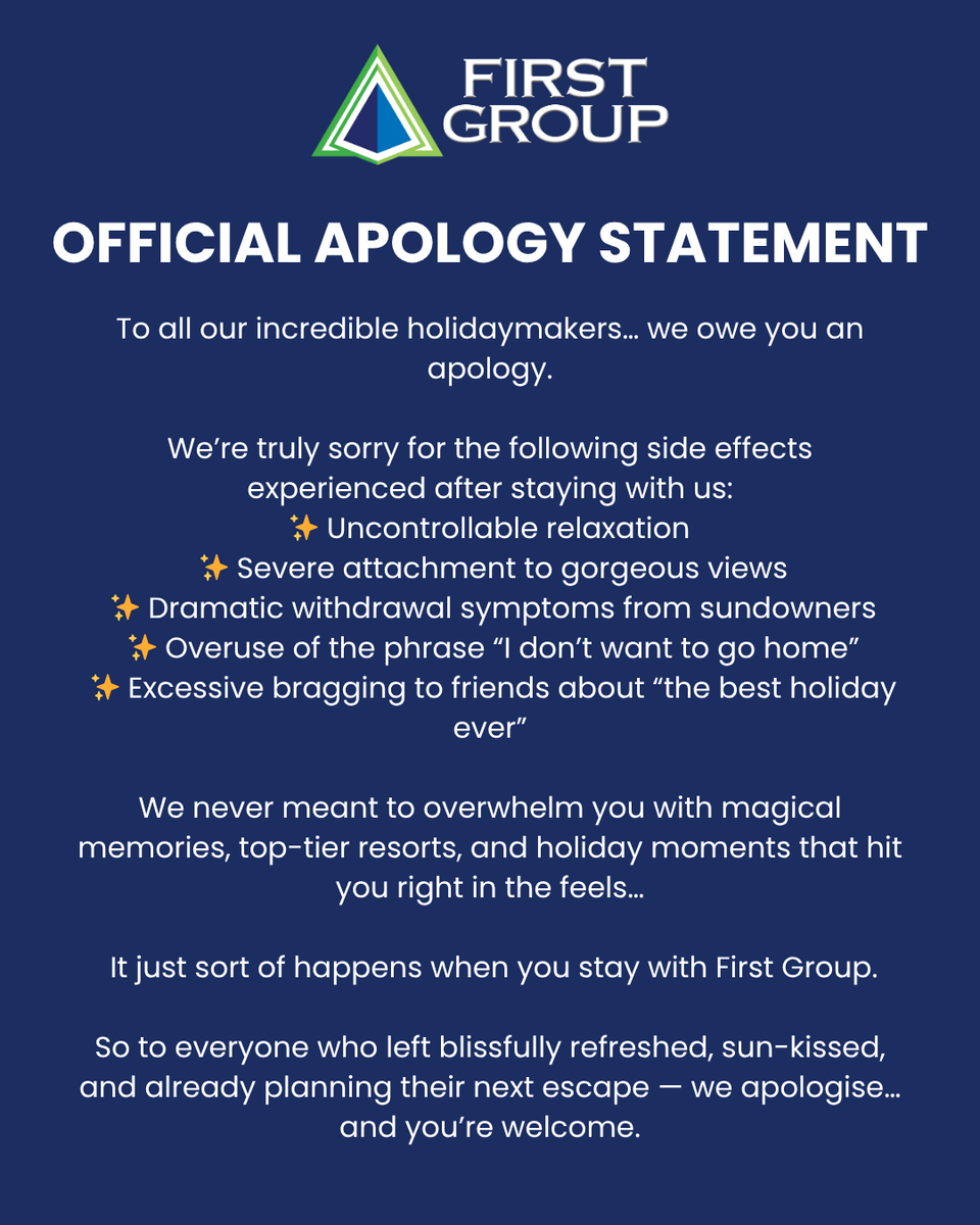 First_Group_ZA's tweet image. Okay, we messed up...
Before you scroll… we need to say we’re sorry. Really sorry.

#FirstGroup #OfficalApology #WeAreSorry