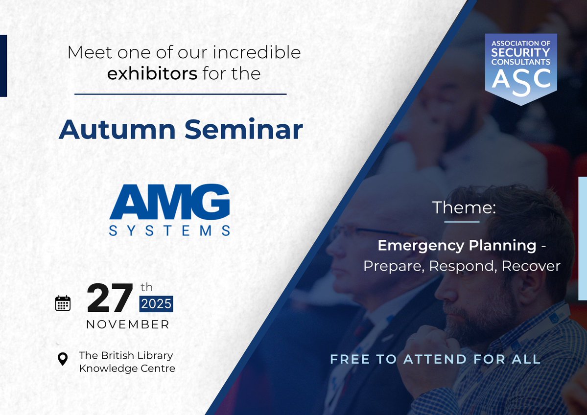 assocsecurity's tweet image. @AMGSystemsLtd will be joining us as an #exhibitor at our upcoming #AutumnSeminar.

For over 30 years, AMG has designed advanced network #transmissionsolutions, including fibre optic, #wirelesssystems, &amp;amp; #PoE, across various #industries.

Register now - securityconsultants.org.uk/nov-2025/indiv…