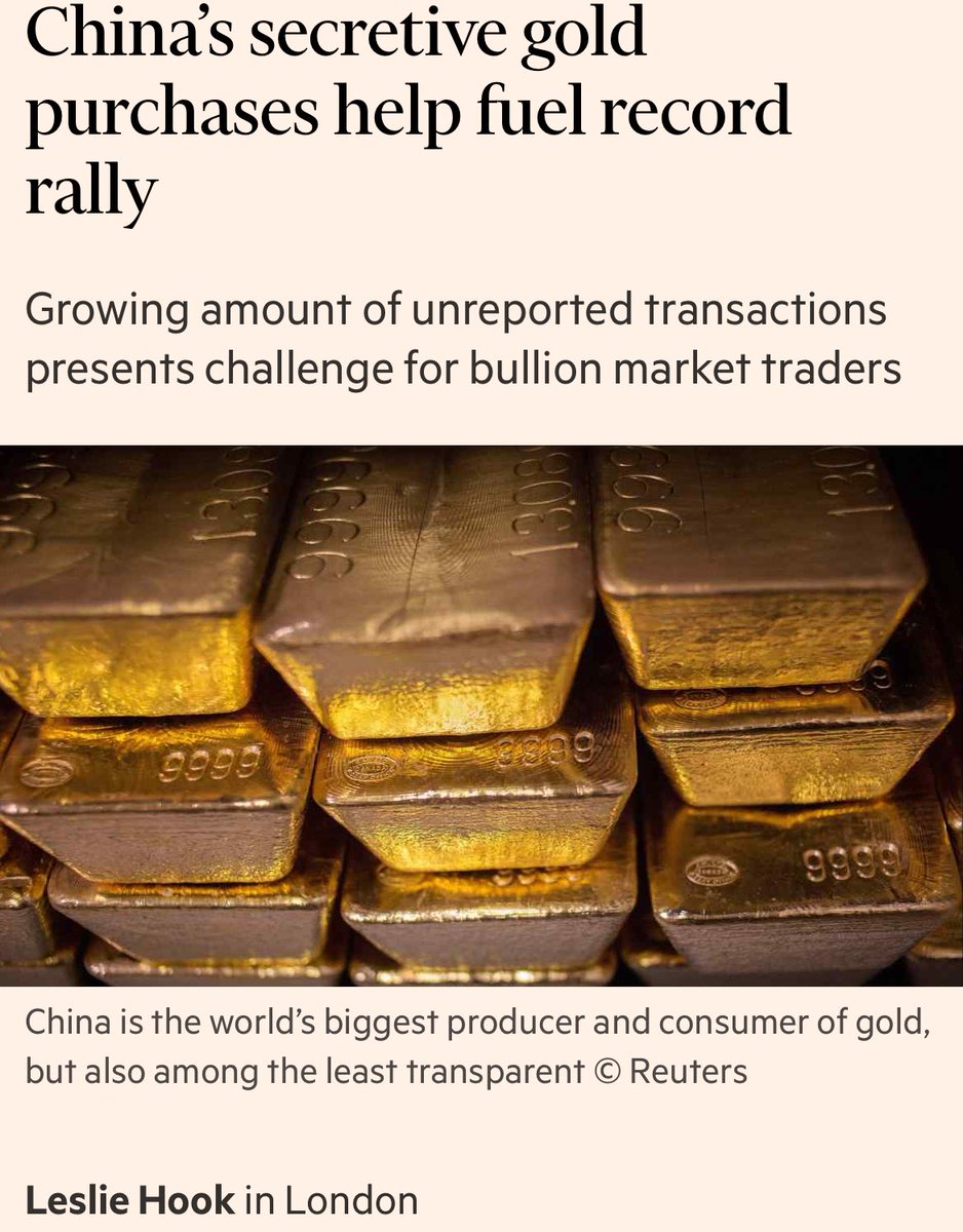 🔋🔋GOOD AS GOLD

A new monetary system is emerging; the article in the FT seems to opine on an unsolved riddle. 

However, those of us invested in gold understand what’s happening. It’s not just China loading up in gold - everyone is!!!

$KAU $SOMA $B $NEM