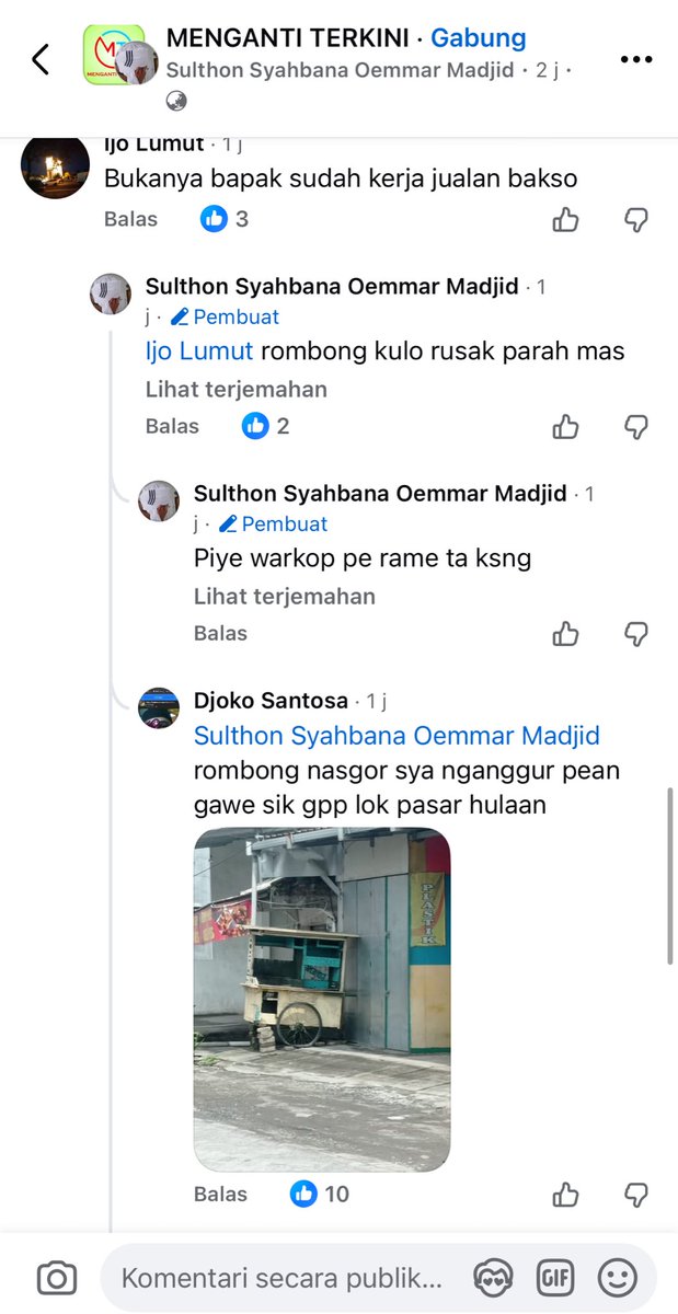 safirawwww's tweet photo. Monggo yg butuh pegawai area menganti dan sekitarnya. Bapaknya berhenti jual bakso karena kehabisan modal, istri kanker. Sedang butuh banget pekerjaan utk nafkahin istri kata beliau🥹🥹 https://t.co/dvCeEEPfs4