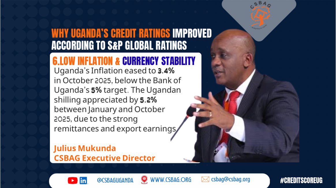 _Benjee256's tweet image. 6️⃣ The country has maintained its inflation below the @BOU_Official target of 5% in the previous months coupled with the appreciation of the local currency. 

#CreditScoreUG