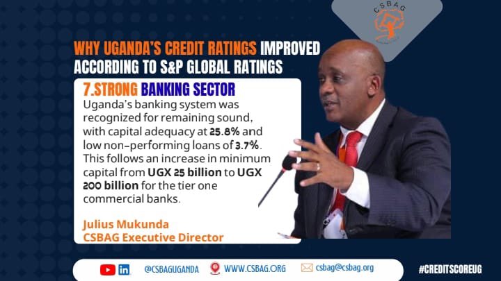 _Benjee256's tweet image. 7️⃣ Lastly, credit is given to the sound banking system in the country with low non performing loans and capital adequacy especially tier one banks. 

#CreditScoreUG