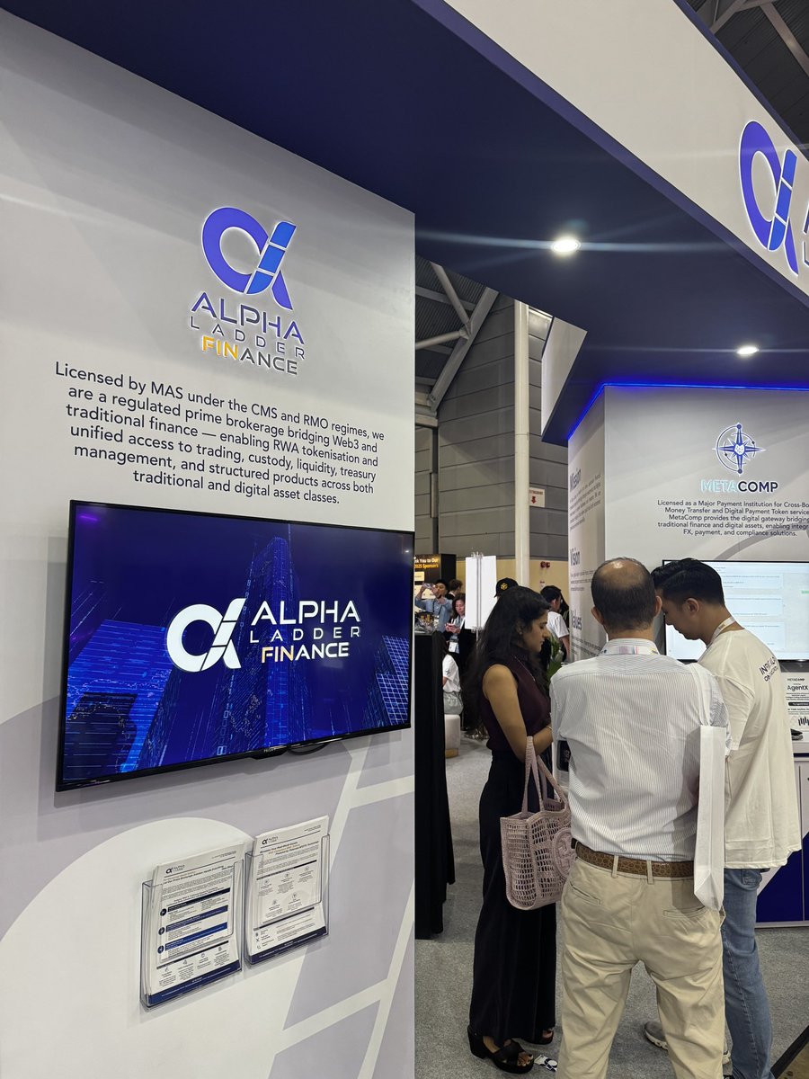 ⚡ There’s still time to connect with <a href="/MetaCompHQ/">MetaComp</a> and <a href="/alphaladderfin/">Alpha Ladder Finance</a> at #SFF2025

Visit us at Hall 6, Booth 6A21 and discover how we’re shaping the future of digital payments, wealth and financial innovation 🌐

#MetaComp #FinTech #DigitalAssets