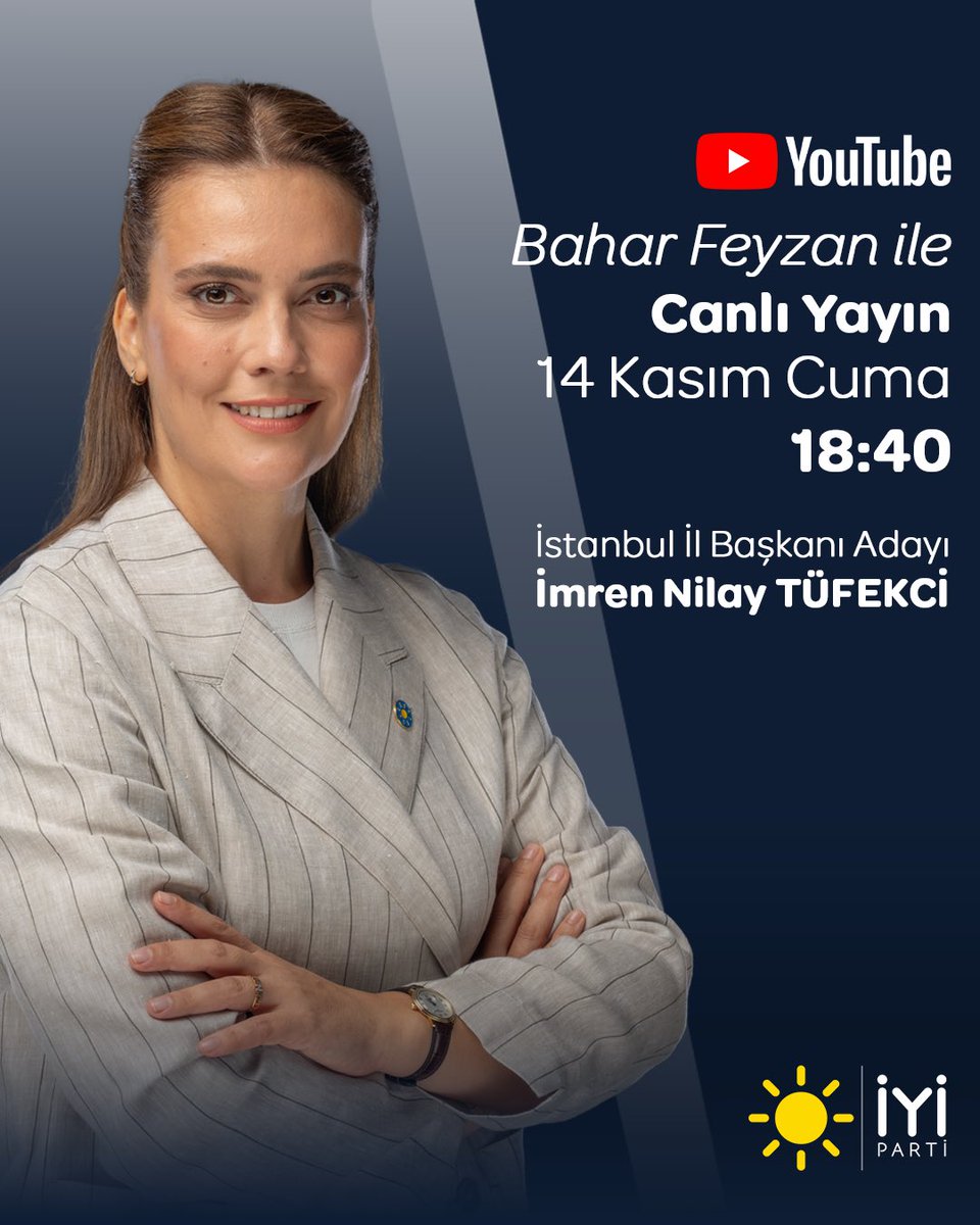 🗓️ 14 Kasım Cuma (bugün)
⏰ 18:40
📺 youtube.com/<a href="/baharfeyzan/">Bahar Feyzan</a>

Bu akşam @baharfeyzan’ın YouTube kanalında canlı yayına konuk olacağım. Gündemi ve güncel gelişmeleri değerlendireceğiz.

Katılımınızı bekler, iyi seyirler dilerim. ☀️