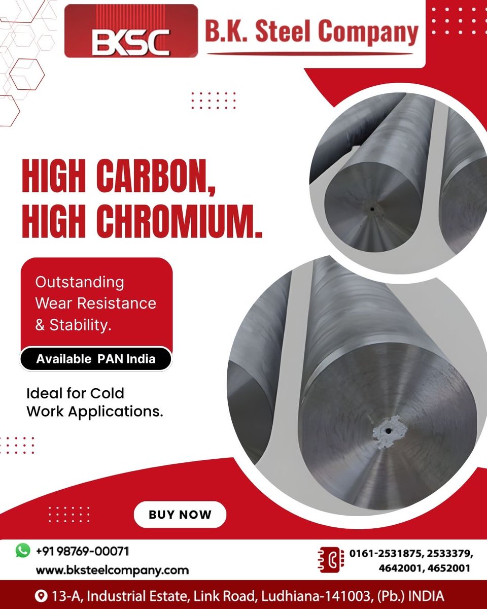 bksteel_company's tweet image. Choose trusted excellence with B.K. Steel Company, one of the leading cold work tool steel suppliers in Punjab .

🌐 bksteelcompany.com
📞 +91 98769-00071

#ColdWorkToolSteel #ToolSteelSuppliersIndia #BKSteelCompany #PunjabIndustry #HighCarbonSteel #HighChromiumSteel