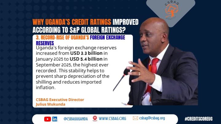 saufah_'s tweet image. Uganda&apos;s foreign exchange reserves hit a record high in September 2025, up from USD 3.3bn in January. These massive reserves protect the Shilling from sharp depreciation and help shield us from imported inflation.
#CreditScoreUG