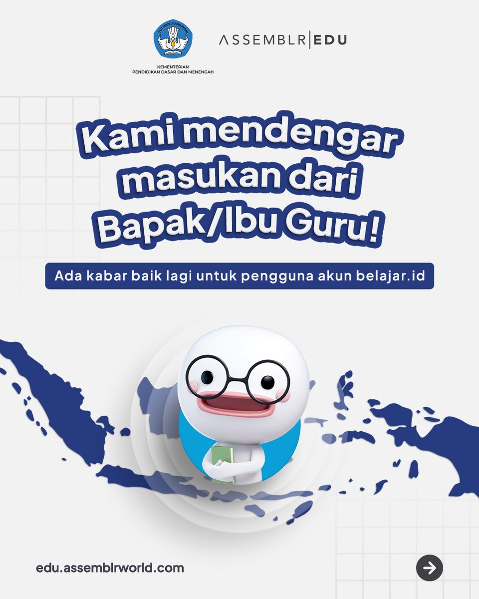 assemblrworld's tweet image. Kami mendengar masukan dari Bapak/Ibu! Assemblr EDU membawa kabar baik lainnya untuk pengguna akun belajar.id! 🥳

#Kemendikdasmen #BelajarIDxAssemblrEDU #AssemblrEDU #BelajarSeru #3D #AR #belajarid