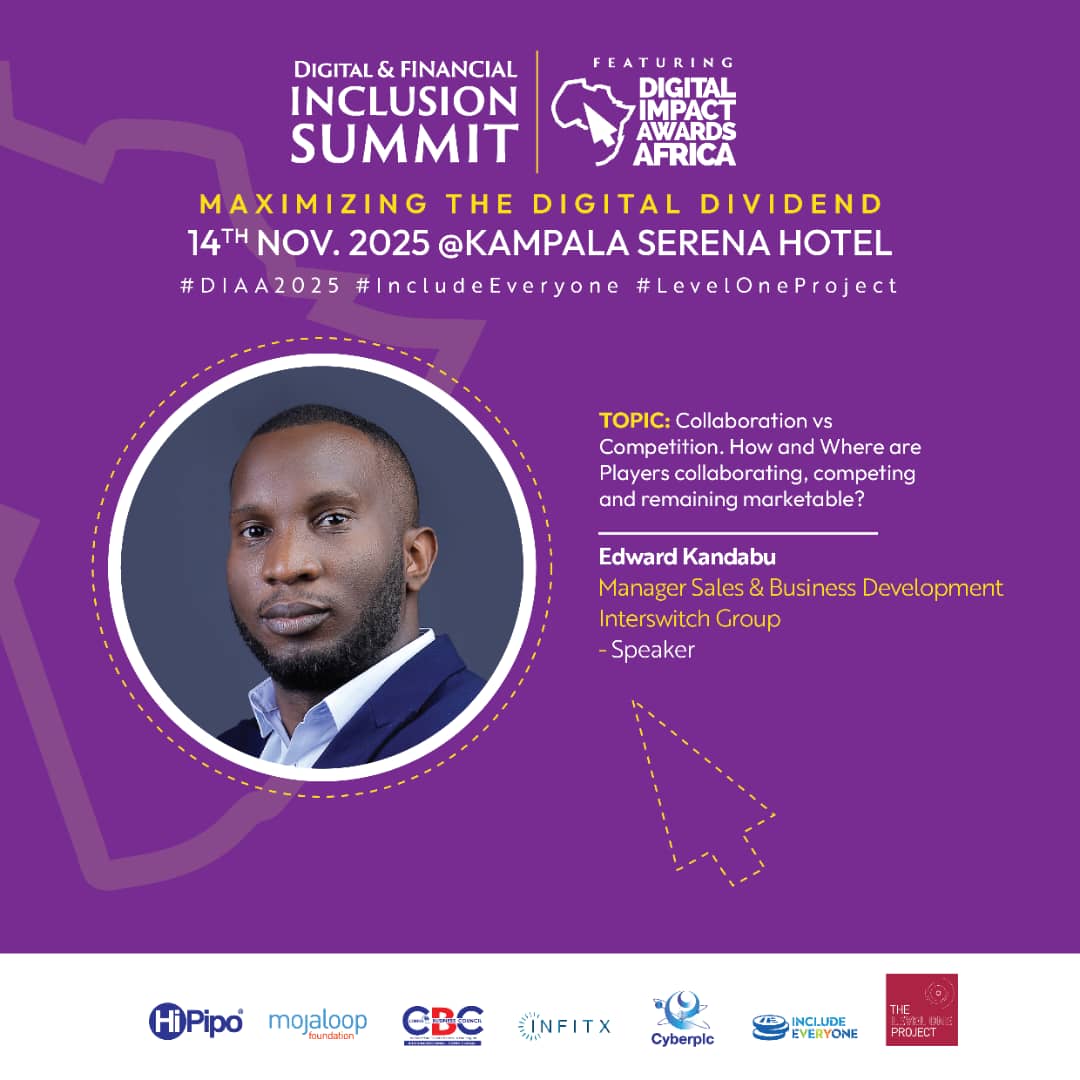 interswitchug's tweet image. We’re honoured to join the Digital &amp;amp; Financial Inclusion Summit today.

Our Manager, Sales &amp;amp; Business Development, Edward Kandabu, will be sharing insights on the balance between collaboration and competition in the digital financial services space. #IndustryPartnerships