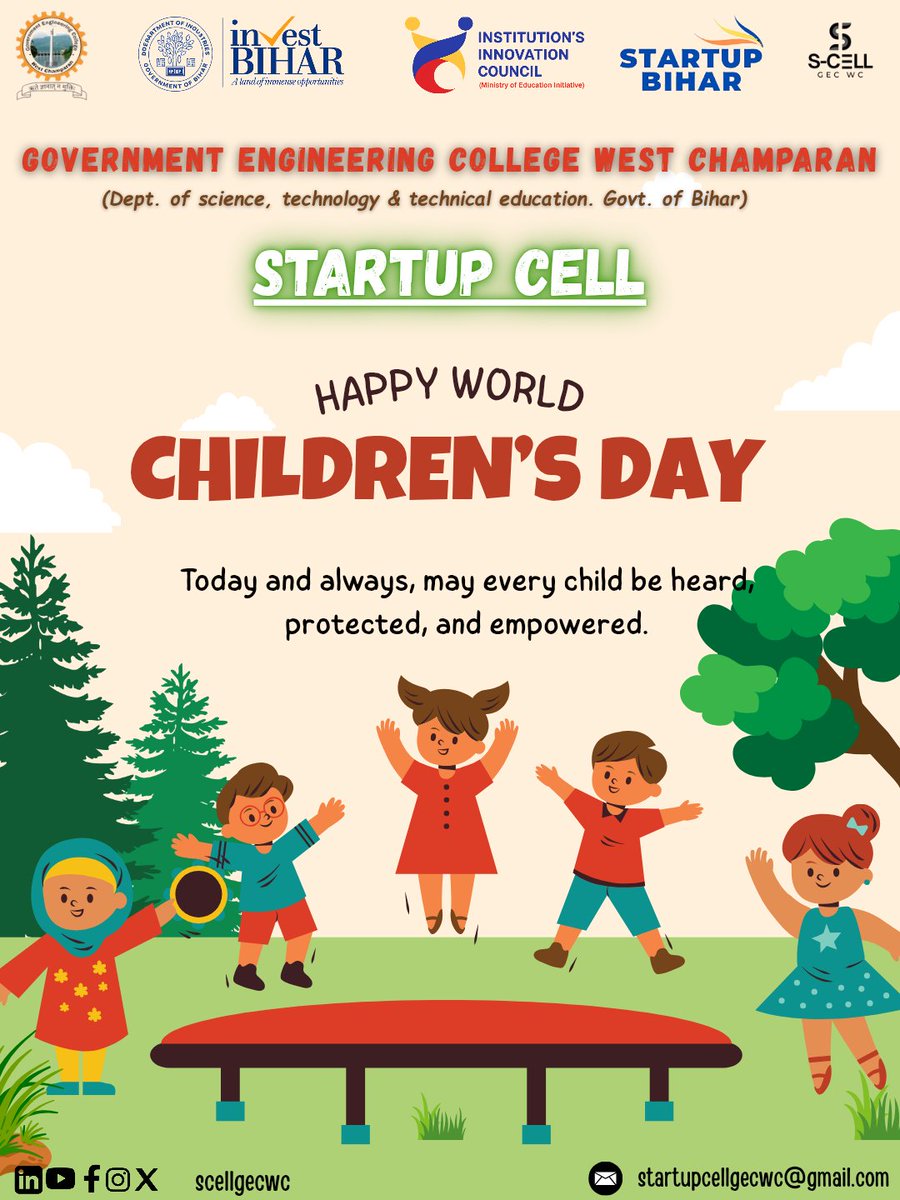 scellgecwc's tweet image. Startup Cell, GEC West Champaran wishes everyone a joyful and meaningful World Children’s Day! 🌟
Let’s nurture creativity, curiosity &amp;amp; confidence in every child.
#WorldChildrensDay #SCELLGECWC #GECWestChamparan #InnovationBeginsEarly