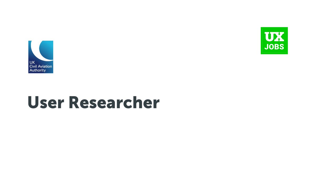 UXjobs's tweet image. User Researcher at @UK_CAA
 · Full-time, Contract
 · Gatwick
#ux #userexperience #job
uxbri.org/jobs/2616/user…